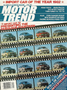 MOTOR TREND 1982 APR - RX-7, TWIN-TURBO VETTE, SUPRA